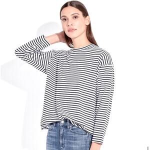 AYR French Fry Striped Tee Women SZ medium Peruvian Pima Cotton Nautical Coastal